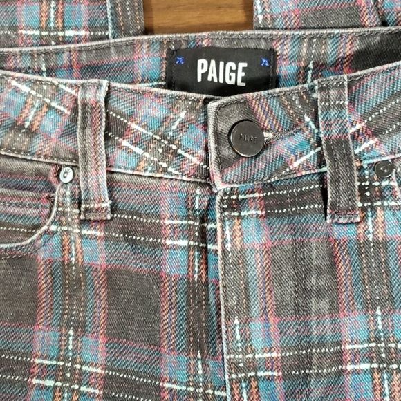 PAIGE Womens HOXTON ANKLE High-Rise Skinny Black Atlantic Tartan Plaid Jeans 26 - Picture 3 of 14